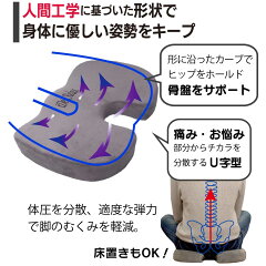 ヒップラインに沿った凹凸で、骨盤を寄せ尾骨から圧力を分散する設計