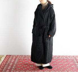 SOIL ソイル WOOL LINEN PLAIN WITH QUILTED LINING HOODED LONG COAT WITH BELT ウールリネン キルテッドライニング フードロングコート NSL22522