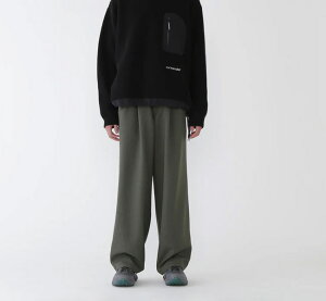SALE40%OFF //and wander �A���h�����_�[ 5282105 �������W�c�C�����C�h�p���c PE melange twill wide pants