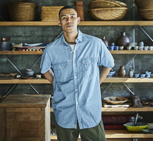 orslow �I�A�X���E 01-8172-99 SHORT SLEEVE CHAMBRAY WORK SHIRT WITH FLAP POCKET CHAMBRAY BLEACH �V�����u���[�t���b�v�|�P�b�g���[�N�V���c