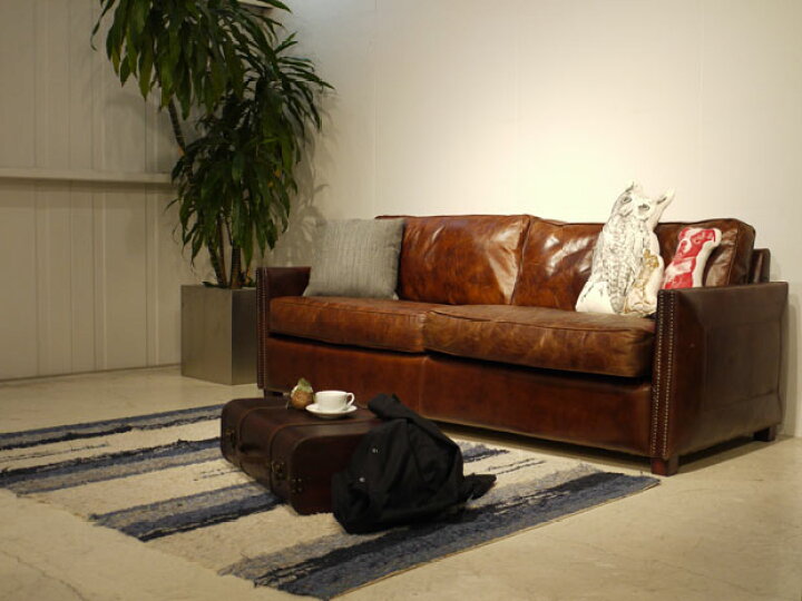 楽天市場】クーポン祭り開催中！Vintage Leather Sofa - 102人掛け 2.5 