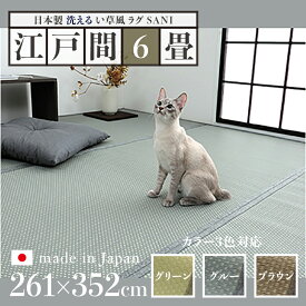 商品名 い草風ラグ SANI 畳風ラグ 夏 ラグ 洗える リバーシブルサイズ 江戸間6畳 幅261 奥行352cmグリーン グレー ブラウン イ草風 ラグマット日本製 国産 軽量 傷防止 和モダン おしゃれ 絨毯和室 和風 モダン 防ダニ ゴザ 寝ござ 寝ゴザ い草カーペット