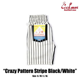 【公式・正規取扱】クックマン COOKMAN シェフパンツ Chef Pants Short Crazy Pattern Stripe Black/White Multi 231-21943 S-XL ストライプ ショーツ ショートパンツ 半ズボン メンズ レディース ユニセックス 男女兼用 送料無料