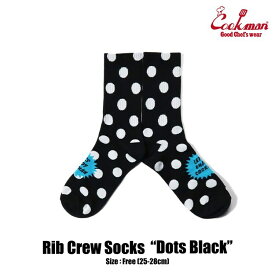 【公式・正規取扱】クックマン COOKMAN ソックス Rib Crew Socks Dots Black 233-21973 ドット ストリート アメカジ ブランド メンズ レディース ユニセックス 男女兼用 送料無料