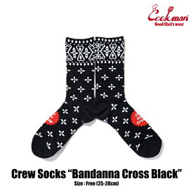 【公式・正規取扱】クックマン COOKMAN ソックス Crew Socks Bandanna Cross Black 233-34979 靴下 ストリート アメカジ ブランド メンズ レディース ユニセックス 男女兼用 送料無料