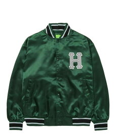 40%OFF【公式・正規取扱】HUF ハフ CRACKERJACK SATIN BASEBALL JACKET FOREST GREEN JK00372FA22 ジャケット スタジャン ストリート ブランド メンズ レディース ユニセックス 送料無料