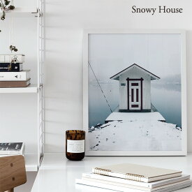 Coco Lapine design ポスター 北欧 ココラパンデザイン snowy house シンプル カフェ モノトーン モノクロ アートプリント 50x40cm インテリア 雪 冬 送料無料