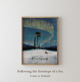 ポスター 冬 北欧 インテリア 【70x50】『きつねのあしあと』 オーロラ おしゃれ インテリア アートプリント 【Come to finland】 Niina Rohm フィンランド 風景アートポスターカムトゥフィンランド 正規デザイン