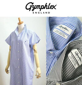 【SALE30%OFF】2025春夏新作 GYMPHLEX ジムフレッックス ロンドンストライプ 半袖ワンピース ブロードシャツドレス #GY-B0243 MGS セール対象商品【Lady's】