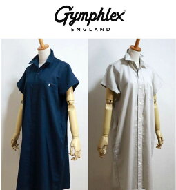 【SALE30%OFF】2025春夏新作 GYMPHLEX ジムフレッックス リネン50% ポリエステル50% 半袖ワンピース シャツドレス #GY-B0243 LIP セール対象商品【Lady's】