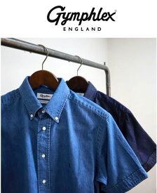 【SALE35%OFF】2025春夏 GYMPHLEX ジムフレックス 6oz ライトデニム B/D S/S SHIRTS #GY-B0244 SDM ライトデニム ボタンダウン ショートスリーブシャツ セール対象商品 メンズ