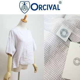 【SALE30%OFF】2025春夏 Orcival オーシバル オーチバル リネン100% ボートネック S/S プルオーバー チェック #OR-B0388 LCH セール対象商【Lady's】