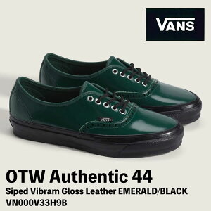 �o���Y �X�j�[�J�[ VANS �X�j�[�J�[ OTW �I�[�Z���e�B�b�N 44 Siped Vibram �u���[�O OTW Authentic 44 Siped Vibram Gloss Leather EMERALD/BLACK VN000V33BKA �I�[�Z���e�B�b�N �O���X ���U�[ �G�������h �u���b�N �V��