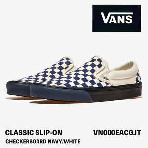 �o���Y �X���b�|�� �X�j�[�J�[ VANS �X���b�|�� CLASSIC SLIP-ON CHECKERBOARD NAVY/WHITE VN000EACGJT �N���V�b�N�X���b�|�� �`�F�b�J�[�{�[�h �l�C�r�[ �z���C�g
