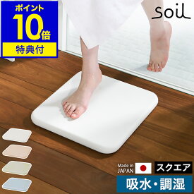 【選べる特典付き】珪藻土 バスマット ソイル soil 日本製 珪藻土バスマット お風呂 洗面所 マット 足拭きマット 足ふきマット 吸水マット 珪藻土だけ 吸水 速乾 カビ対策 国産 珪藻土マット マット イスルギ おしゃれ ギフト［ ソイルバスマット スクエア ］