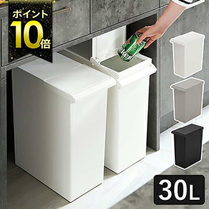 楽天市場 特典付き ゴミ箱 30リットル 分別 プッシュ式 分別ゴミ箱 ペール ふた付き ダストボックス キャスター付き ごみ箱 スリム フタ キッチン 蓋 リビング プラスチック 日本製 モノトーン シンプル おしゃれ ポイント10倍 送料無料 Toste レバーオープン