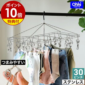 【特典付き】大木製作所 ピンチハンガー ステンレス Ohki 30ピンチ 物干しハンガー 30 ピンチ ハンガー 丈夫 折りたたみ 折り畳み コンパクト 洗濯 物干し タオル干し 室内干し 室内物干し 優しい【ポイント10倍 送料無料】［ やさしいピンチ ステンレスハンガー SDL ］