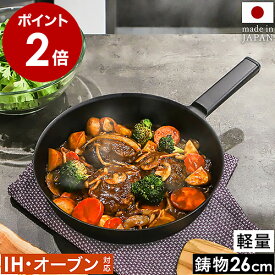 鋳物 鉄 フライパン 軽量 IH対応 オーブン対応 日本製 燕三条 鉄のフライパン 鉄製 軽い スリム おしゃれ ステーキ 肉 オーブン調理 深型 キッチン用品 スキレット 直火 ガス火 国産 日本 ギフト フライングソーサー【送料無料】［ Flying Saucer 鋳物フライパン 26cm ］