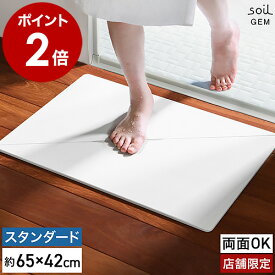 珪藻土バスマット soil GEM【店舗限定】日本製 ソイル ジェム 両面 珪藻土マット 国産 バスマット 珪藻土 速乾バスマット おしゃれ 丈夫 お風呂マット 足拭き ひる石 吸水 カビ対策 アスベスト不使用［ soil GEM バスマット リバーシブル スタンダード ］