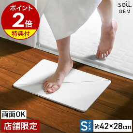 【特典付】珪藻土バスマット soil GEM【店舗限定】ソイル Sサイズ 両面 日本製 珪藻土マット 国産 バスマット 珪藻土 小さめ 速乾バスマット おしゃれ ジェム 丈夫 お風呂マット 足拭き ひる石 吸水 カビ対策 アスベスト不使用［ soil GEM バスマット リバーシブル S ］