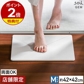 【特典付】珪藻土バスマット soil GEM【店舗限定】ソイル ジェム Mサイズ 日本製 両面 珪藻土マット 国産 バスマット 珪藻土 速乾バスマット おしゃれ 丈夫 お風呂マット 足拭き ひる石 吸水 カビ対策 アスベスト不使用［ soil GEM バスマット リバーシブル M ］