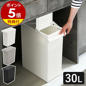 【選べる特典付き】ごみ箱 キッチン ゴミ箱 おしゃれカウンター下 分別 ふた付き ダストボックス キャスター付き 分別ゴミ箱 分別ごみ箱 シンク下 キッチンカウンター下 30リットル スリム フタ 縦型 モノトーン シンプル 白 黒 グレー［ TOSTE レバーオープン 30L ］