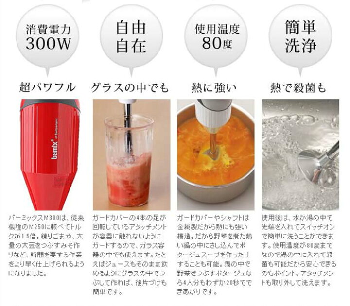楽天市場 バーミックス Bamix ブレンダー M300 フードプロセッサー ハンドミキサー 離乳食 幼児食 介護食 調理セット プロテイン ハンドブレンダー ミキサー 泡立て器 出産祝い ギフト ポイント10倍 送料無料 バーミックス M300 スマートセット インテリア