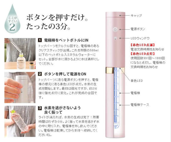 楽天市場】水素水 マジックシェイク ペットボトル 携帯 水素水生成器 