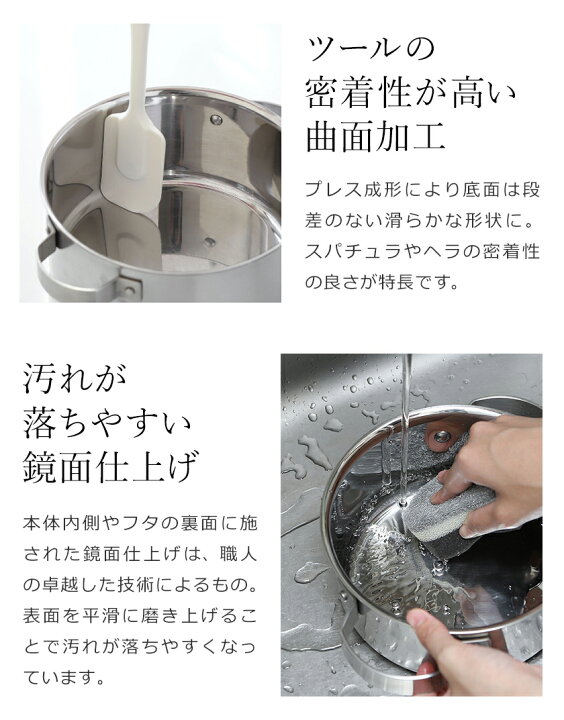 楽天市場】ステンレス鍋 両手鍋 IH対応 日本製 燕三条 全面三層構造  