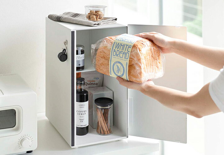 ［ ブレッドケース タワー スリム ］山崎実業 tower パンケース 縦型 2段 ブレッドボックス 棚 キッチン収納 ストッカー 食パン パン 入れ  収納 パン入れ 食パンケース 保存 調味料入れ 収納ケース ケース タワーシリーズ シンプル 北欧 おしゃれ yamazaki 5680 5681  ... キッチンパンビン、パン収納容器、パンクロック、パン、ペストリー、ケーキ、ロールパン、ビスケットに最適な収納、-White