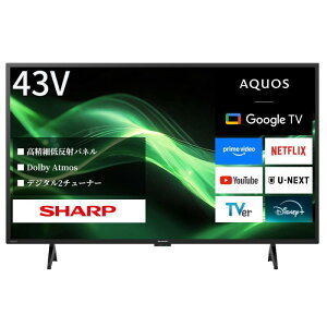 �V���[�v 43V�^ 4K �t�� �e���r AQUOS 4T-C43GJ2 Google TV Dolby Atmos Wi-Fi6�Ή�