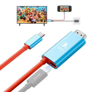 Switch 2 �h�b�N�y�ŐV�V�X�e���Ή��zSwitch 1/OLED �p Type-C to HDMI �ϊ��P�[�u�� 2m | 4K@60Hz �Ή� | 100W PD ���d �����o�� | �h�b�N�s�v�Ńe���r�ȒP�ڑ� | ���^�y�ʑ�� | �X�C�b�` 2