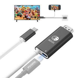 Switch 2 �h�b�N�y�ŐV�V�X�e���Ή��zSwitch 1/OLED �p Type-C to HDMI �ϊ��P�[�u�� 2m | 4K@60Hz �Ή� | 100W PD ���d �����o�� | �h�b�N�s�v�Ńe���r�ȒP�ڑ� | ���^�y�ʑ�� | �X�C�b�` 2