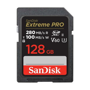SanDisk 128GB Extreme PRO SDXC�J�[�h�ASD�J�[�h�AV60�������[�J�[�h�A6K  4K UHD�A�ő�280MB/�b�A�Ռ��A���x�A���AX���h�~�ARescuePro Deluxe�f�[�^�����\�t�g�E�F�A�AUHS-II�A�N��