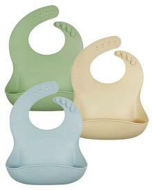 ［パノス］ シリコンビブ スタイ エプロン 離乳食 お食事 1枚90g 食洗機可 / かろやか シリコンビブ 3枚セット ブルー&amp;カーキ&amp;ラテ