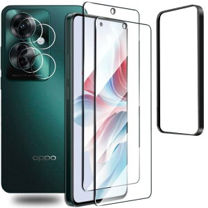 OPPO Reno11 A ガラスフィルム+ oppo reno11 a カメラフィルム【旭硝子日本製・高精度ガイド枠付き】Reno11 A 指紋認証対応 硬度9H 耐衝撃 スクラッチ防止 自動吸着 気泡ゼロ 指紋防止 露出オーバー防