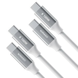 【2本セット】NIMASO USB C Type C ケーブル 【0.5m+0.5m PD対応 100W/5A 急速充電】タイプc ケーブル iPhone16/15シリーズ、MacBook、iPad Pro (2018,2020)、Galaxy等type