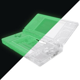 eXtremeRate ds liteに対応用組み立て式カスタム交換シェルクリア素材、交換ボタンも付き、ニンテンドーdsライトに対応用スクリーンレンズ【暗闇で光る-グリーン】