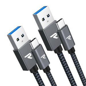 RAMPOW usb c �P�[�u���y1m+1m 2�{/���z�^�C�vc �P�[�u�� �}���[�d QuickCharge3.0�Ή� USB3.1 Gen1�K�i iPhone17/Air/16/16e/15 �[�d Sony Xperia/Samsung/Asus Z