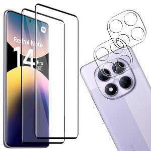 対応 Redmi Note 14 Pro 5G 6.67 インチ ガラスフィルム 2枚 + 2枚 対応 Xiaomi Redmi Note 14 Pro 5G レンズ保護フィルム 対応 Xiaomi Redmi Note 14 Pro 用のフィルム 液晶