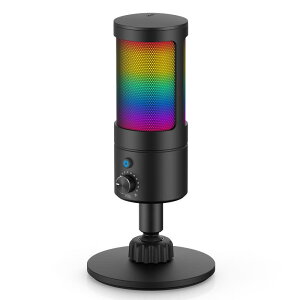 Faunow �}�C�N USB �R���f���T�[�}�C�N PC RGB���C�g �����^�b�`�~���[�g �J�[�f�B�I�C�h�w�� �w�b�h�z���ڑ��� ���ʒ��� YouTube/���C�u�z�M/web��c/�Q�[������/Windows/MacOS/PS4/PS5�ȂǑΉ�(black)