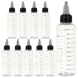 BENECREAT 10��100ml �h���b�p�[�{�g�� �ڐ��� �c�C�X�g�L���b�v �N���A�{�g�� �O���[ �I�C�� ���G�� �t�̗e�� �H�r �N���t�g