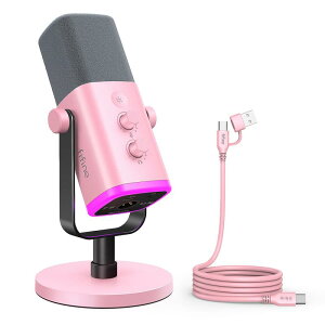 FIFINE USB/XLR�X�^���h�A�����}�C�N �P��w���� �_�C�i�~�b�N�}�C�N PC/PS4/PS5�Ή� �~���[�g�{�^�� RGB���C�e�B���O ���ʒ��� �w�b�h�t�H���[�q�t�� �I�[�f�B�I�~�L�T�[�Ή��\ �|�b�h�L���X�g