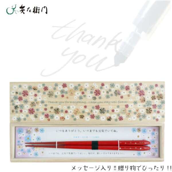 【楽天スーパーSALE期間P2倍+クーポン発行中】兵左衛門 お箸 贈り言花（メッセージ入り）セット 手作り 感謝 退職 お祝い　カーネーション 贈り物 箱付き 誕生日 プレゼント ギフト レディース お祝 和風 ラーメン うどん パスタ 麺類 父の日