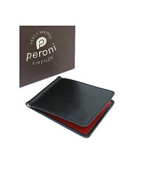 カードケース付きマネークリップ Peroni/ペローニ per402008−ブラック×チェリー