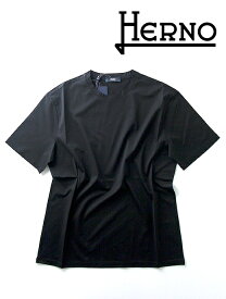 HERNO/ヘルノ 半袖Tシャツ/ドレスジャージーコットン her440811−ブラック