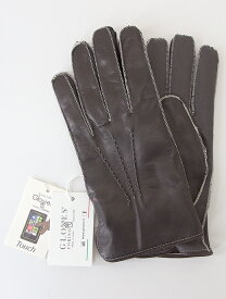 タッチパネル対応レザーグローブ/革手袋/カシミアライニング/スマホ Gloves/グローブス glo442402−ダークブラウン