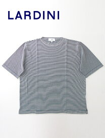 ラルディーニ LARDINI 半袖コットンニットT/マイクロボーダー lar480402－ホワイト×ブラック
