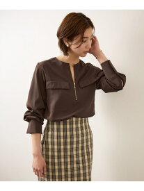 【SALE／60%OFF】フロントジップブラウス/セットアップ対応・イージーケア ROPE' ロペ トップス シャツ・ブラウス ネイビー ピンク【RBA_E】【送料無料】[Rakuten Fashion]