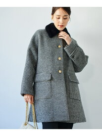 【SALE／50%OFF】【2way】ノーカラー/エコファー付け襟 メルトン Aライン ミドルコート ROPE' ロペ ジャケット・アウター その他のジャケット・アウター ブラック ブラウン ネイビー【RBA_E】【送料無料】[Rakuten Fashion]